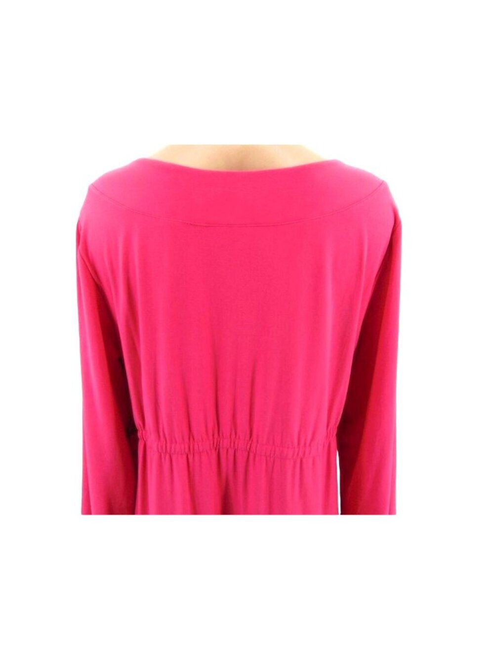 Soma Womans Pink Size L Long Sleeve V Neck  Dress Drawstring Waist Button Tab - Picture 7 of 14